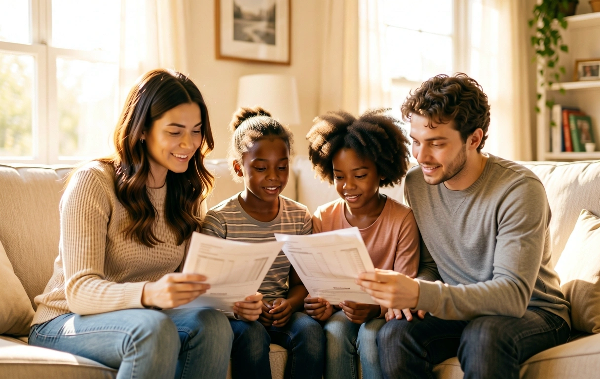 Family reviewing home loan options